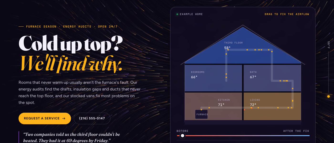 Ember & Frost HVAC demo: Cold up top? We'll find why, beside a live cutaway house
