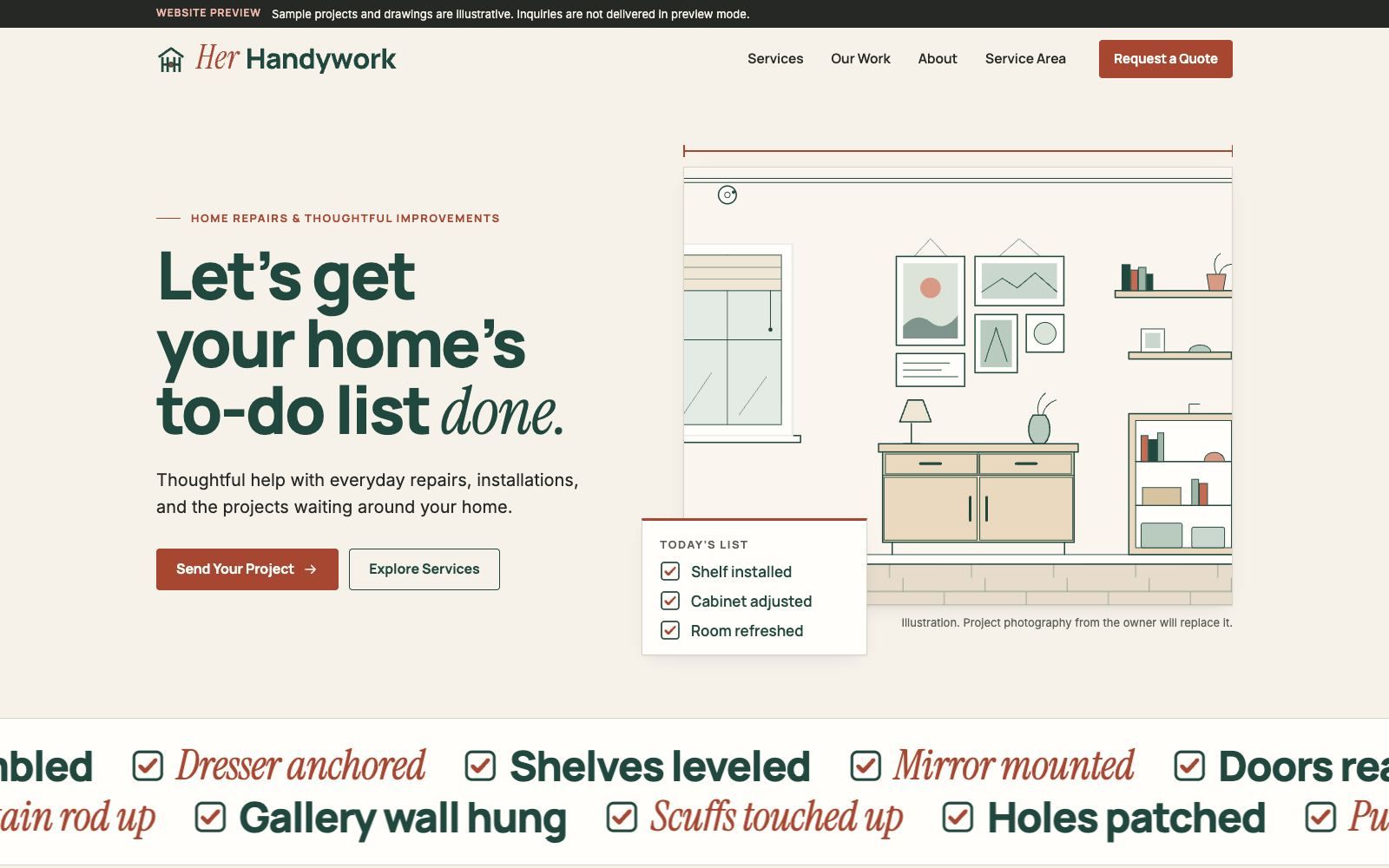 Her Handywork homepage: Let’s get your home’s to-do list done.